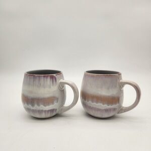 NWOT Large‎ Tommy Bahama Mugs Beachy Glossy Drip Glaze Microwave/Dishwasher Safe
